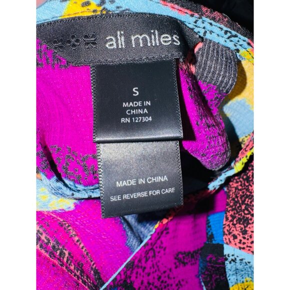 ALI MILES Bright Artsy Abstract Print 3/4 Flutter Sleeve Blouse S Artsy Travel - Picture 6 of 12